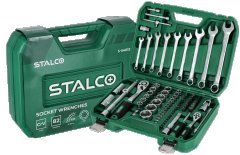 Zestaw kluczy nasadowych i kluczy płasko oczkowych 1/2”+1/4”, 82 elem. bmc STALCO S-54013