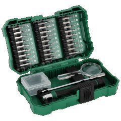 Zestaw bitów precyzyjnych ze stali S2 i akcesoriów, 31elem. STALCO S-13726