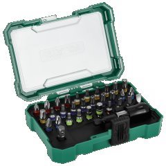 Zestaw bitów ze stali S2 oraz adapterów, 32elem. STALCO S-13728