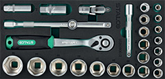 Zestaw kluczy nasadowych 1/2”, 8-36mm, 27elem., CrV wkład EVA STALCO S026390012