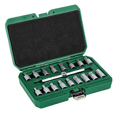 Klucze do korków spustu oleju 3/8″ 18elem. STALCO S011133001
