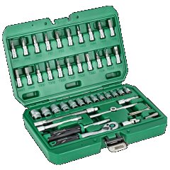 Zestaw kluczy nasadowych 1/4” opakowanie BMC 48 elem. grzechotka 90t STALCO S011100048