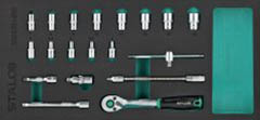 Zestaw kluczy nasadowych 1/4″ 4-14mm 19elem. 90T CrV wkład EVA STALCO S026391490
