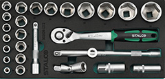 Zestaw kluczy nasadowych 1/2″ 8-36mm 27elem. 72T CrV wkład EVA STALCO S026391272