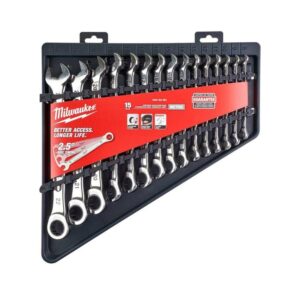 Milwaukee Klucze Płasko-Oczkowe z Grzechotką 15 szt. 4932464994